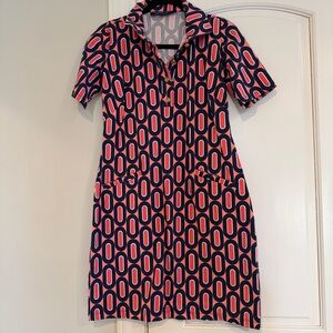 NWOT KATHERINE WAY 3/4 sleeve polo dress in day S Pink navy